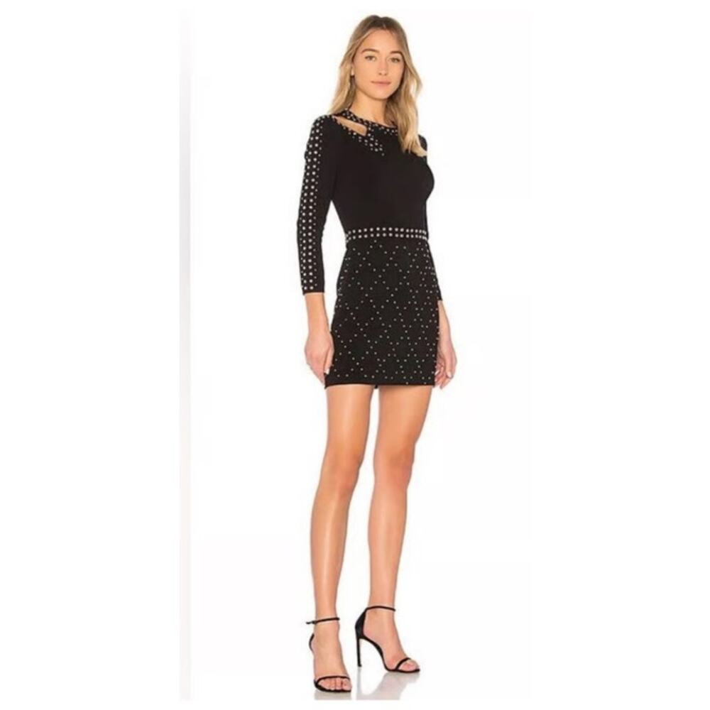 ALC Taraji Black Studded Dress Long Sleeve Size 4 Mini Short